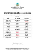 CALENDÁRIO DAS SESSÕES ORDINÁRIAS 2021 DA CÂMARA MUNICIPAL DE CARNAUBAL-CE